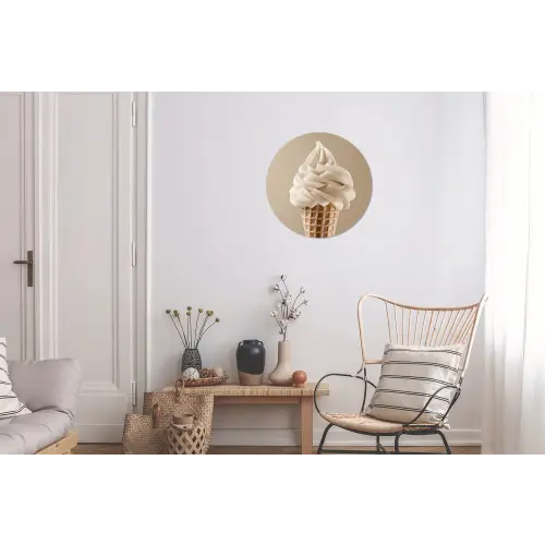 IJs - Softijs - Romig - Hoorntje - Beige Wandcirkel aluminium klein -woonkamer