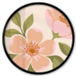 Grafisch - Bloemen - Roze Fotolijst rond zonder passe partout klein -3d
