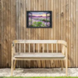 Uitzicht op Lavendelveld bij Zonsondergang Tuinposter op houten frame 2 cm dik klein -sfeer4