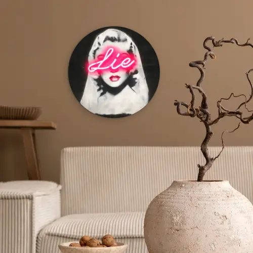 Neon - Letters - Vintage - Vrouw Wandcirkel plexiglas klein -sfeer1