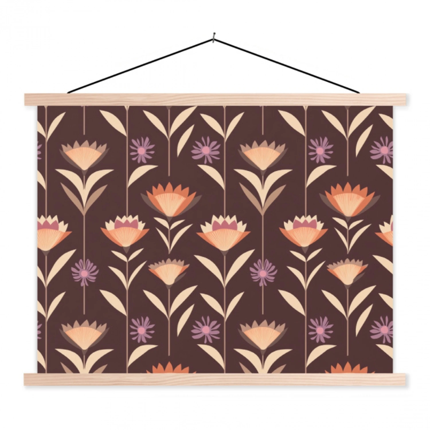Elegant - Retro - Bruin textielposter latten blank klein 122 -3d