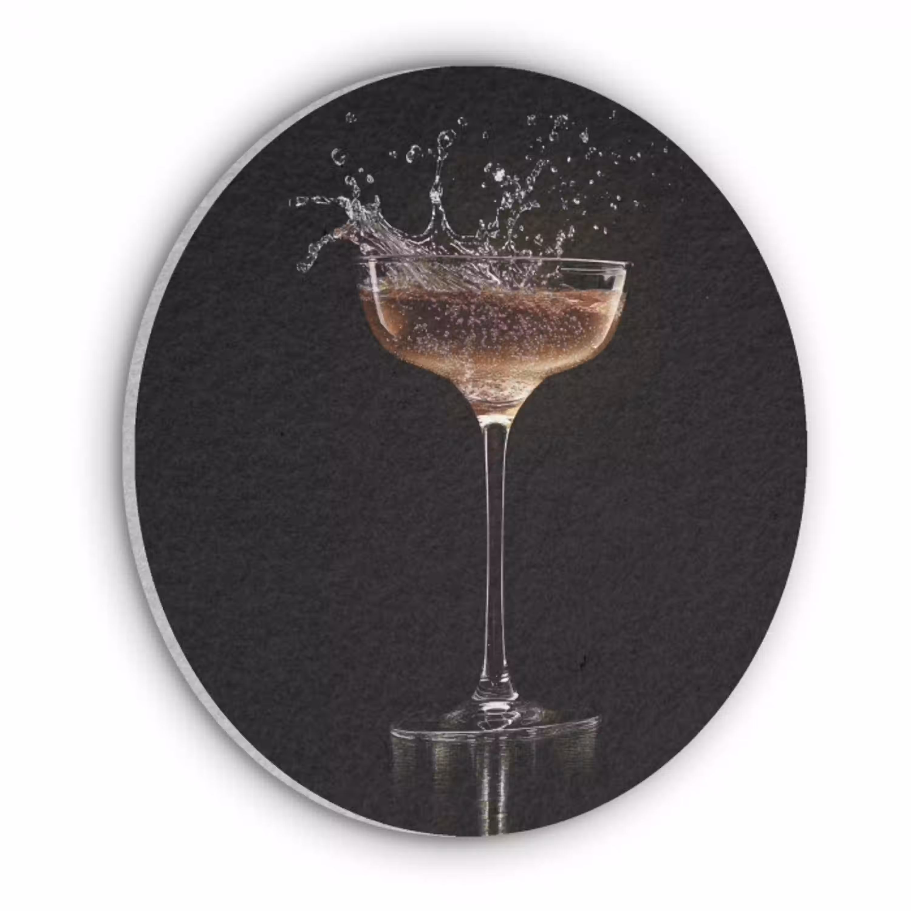 Cocktail - Zwart - Spetters - Glas Akoestische PET Vilt - Rond klein -3d