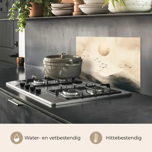 Landschap - Japandi - vogel keuken achterwand spatscherm klein -usp_NL