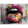 Lippen - Graffiti - Expressief tuinposter los doek klein -3d