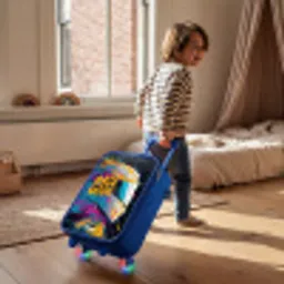 Racehelm - Verfspatten - Penseelstreken - Race mode Kinderkoffer - Blauw klein -sfeer1