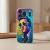 Portret - Sigaret - Kleurrijk - Bril Telefoonhoesje iPhone 17 Pro klein -sfeer2