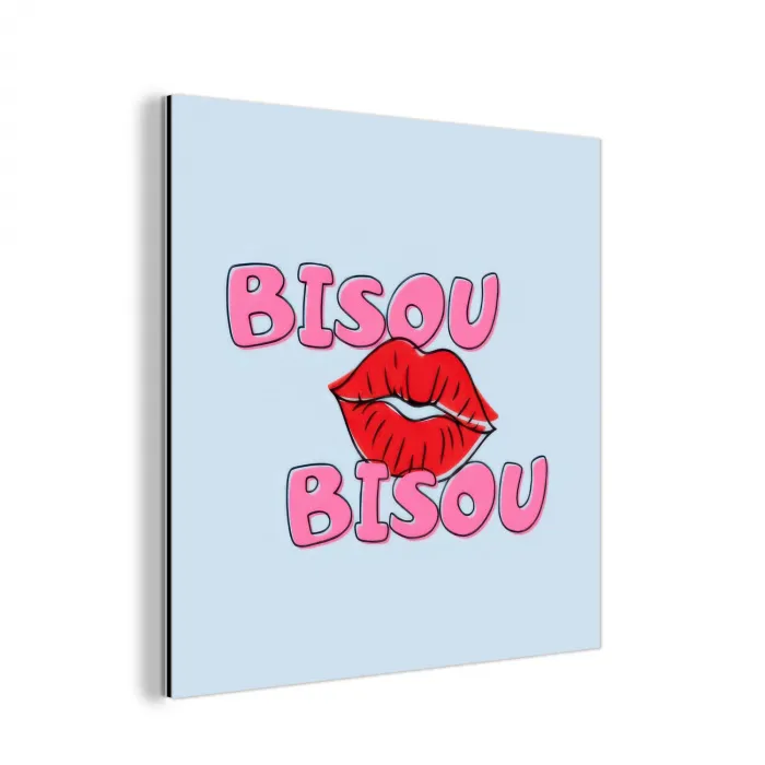 Bisou - Blauw - Roze - Lippen aluminium wit klein -3d