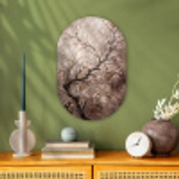 Bloesem - Takken - Schilderij - Beige - Serene Wandcirkel Ovaal Forex klein -sfeer2