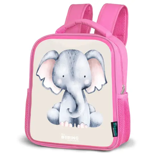 Olifant tekening tegen een beige achtergrond Kinderrugzak - Roze middel -schuin