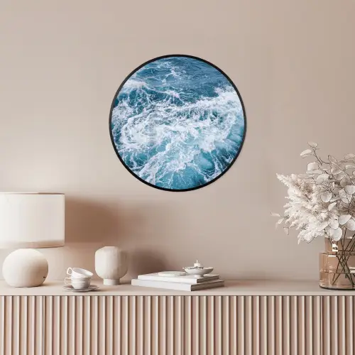 Golven - Oceaan - Blauw Fotolijst rond zonder passe partout klein -sfeer3