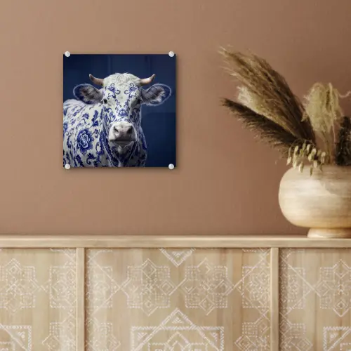 Koe - Delfts - Blauw - Artistiek plexiglas 5mm klein -sfeer5