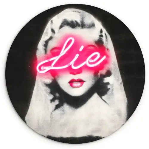 Neon - Letters - Vintage - Vrouw Wandcirkel plexiglas klein -3d