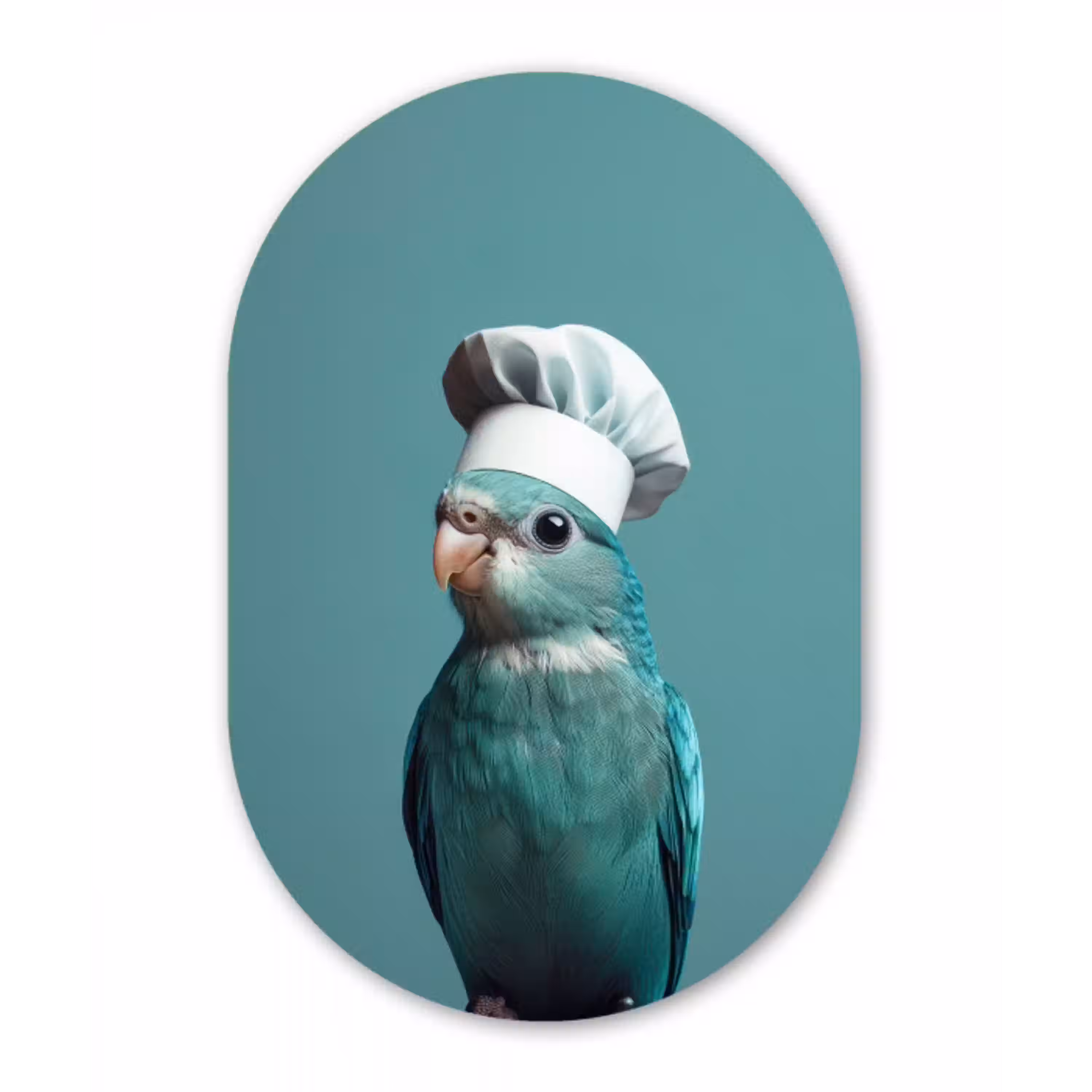 Parkiet - Vogel - Koksmuts - Cute Wandcirkel Ovaal Glas middel -3d
