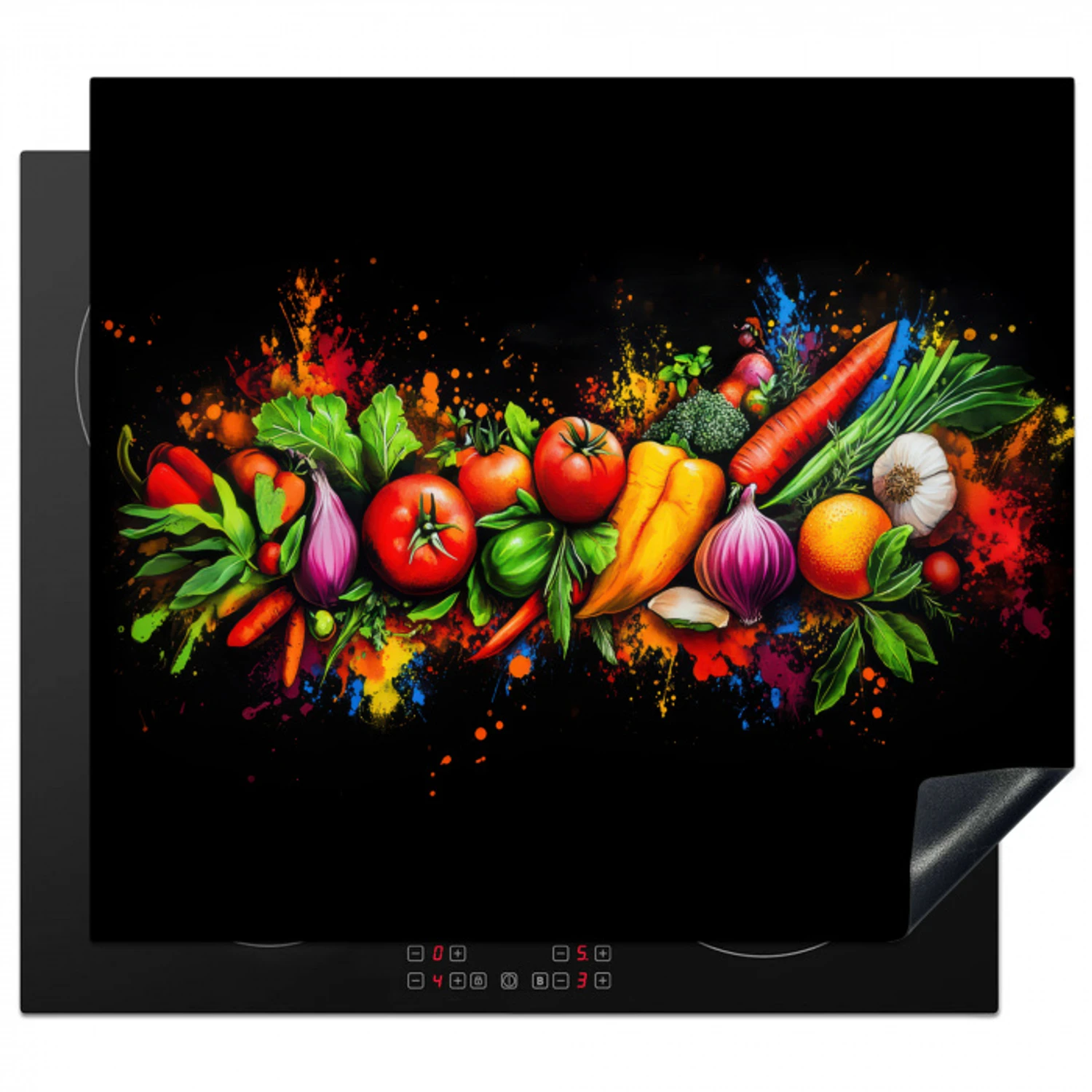 Groente - Eten - Kruiden - Graffiti - Koken Inductie beschermer vinyl 3mm middel -3d