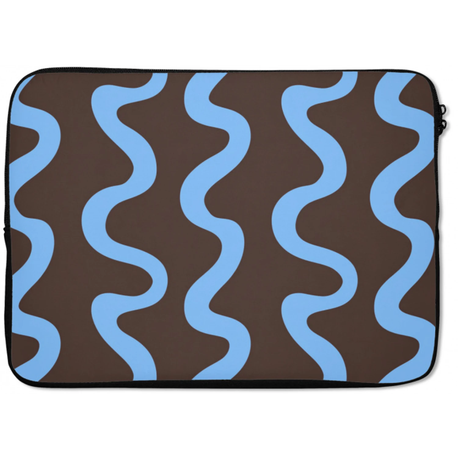 Kronkelende lijnen - Blauw - Bruin - Minimalistisch laptophoes neopreen klein 279 -zkaufland3dotto