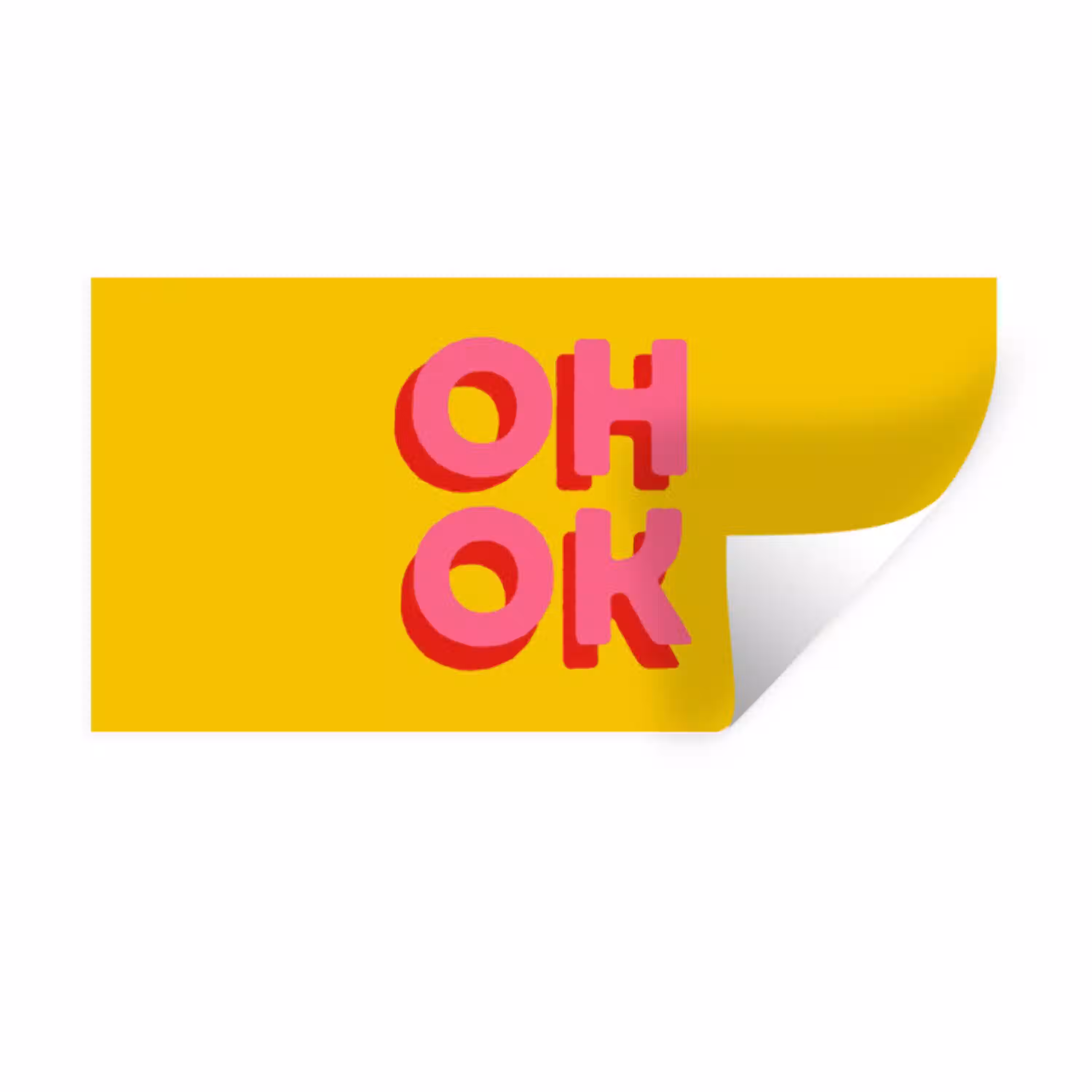 Oh ok - 3D - Geel - Roze Muursticker klein -3d