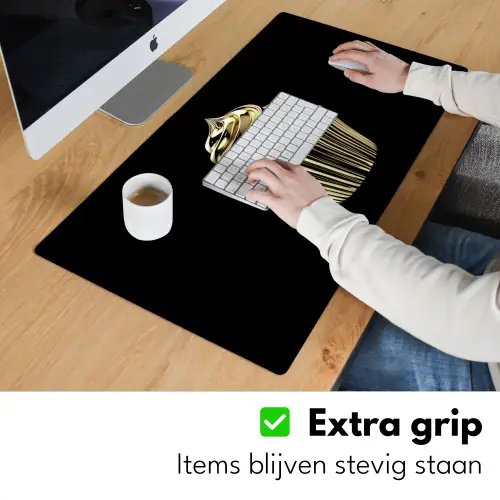 Cupcake - Eten - Goud - Zwart Muismat XXL klein -sfeer3