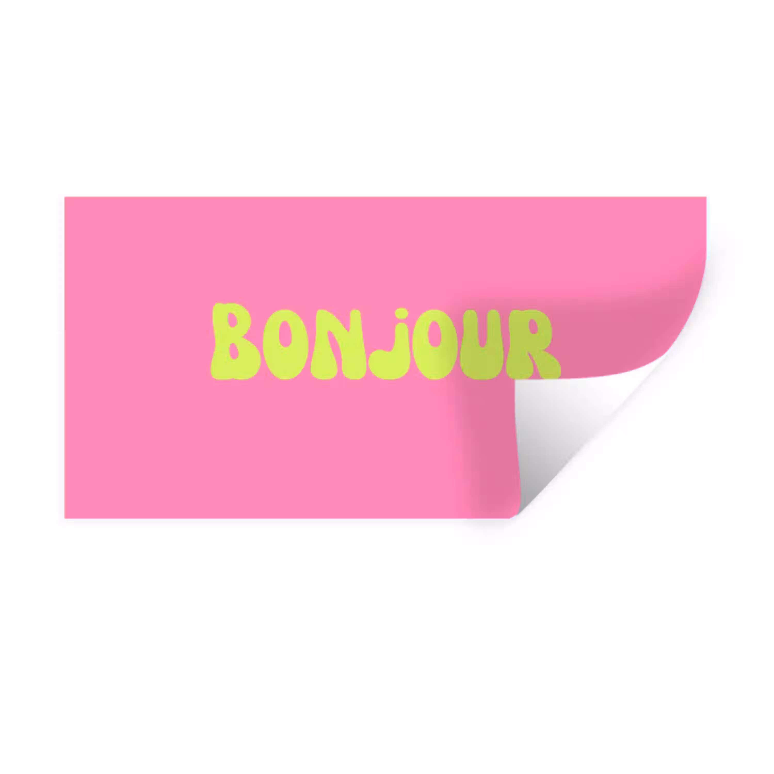 Roze - Groene  - Bonjour - Organisch Muursticker klein -3d