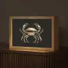 Goud - Krab - Dieren - Zwart Light Box met kabel (Tafellamp) klein -z3d_website