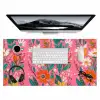 Roze - Bloemen - Wit - Oranje Muismat XXL klein -3d