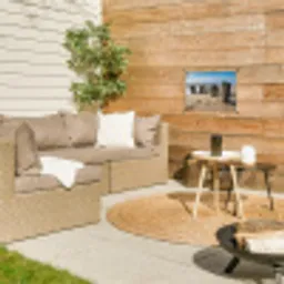 Zand - Strand - Paal - Water - Zomer tuinposter los doek klein -sfeer4