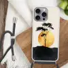 Zwarte boom - Gouden cirkel - Heuvel Hoesje iPhone 16 Pro Max met koord klein -sfeer4