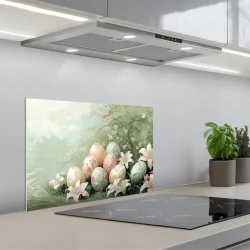 Paaseieren - Pasteltinten - Bloemen keuken achterwand spatscherm klein -3d_schuin