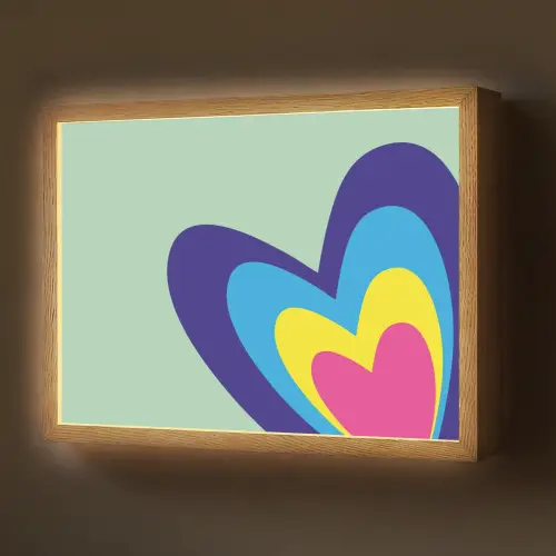 Hartjes - Kleurrijk - Valentijn Light Box met batterij (Wandlamp) middel -z3d_website