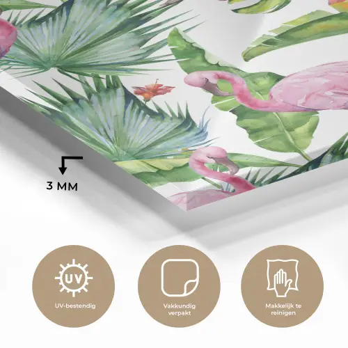 Bladeren - Flamingo - Bloemen - Jungle plexiglas 5mm klein -sfeer2