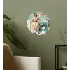 Retro - Blauw - Vrouw Wandcirkel behangsticker klein -sfeer2