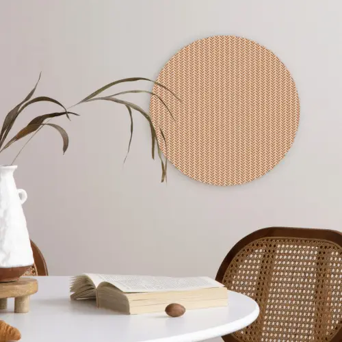 Plaid - Patroon - Bladvorm - Bruin Wandcirkel plexiglas klein 852 -sfeer4
