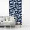 Botanisch - Patroon - Blauw fotobehang vinyl groot 64 -woonkamer