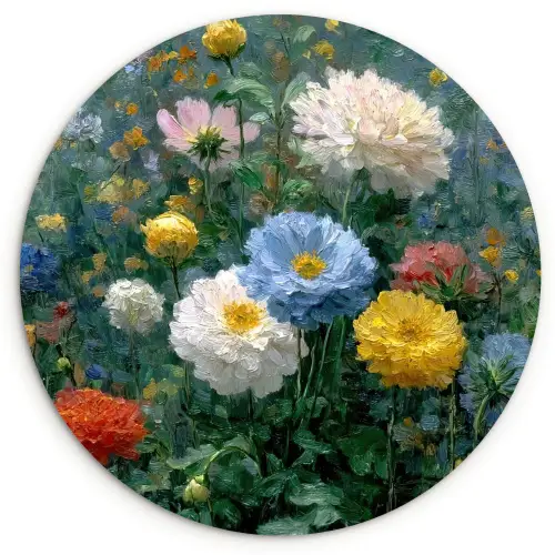 Close-up - Veld - Bloemen - Kleurrijk Wandcirkel plexiglas klein -3d