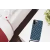 Palmboom patroon - Blauw - Beige - Zomer Hoesje iPhone 12 Pro met koord klein -kamer