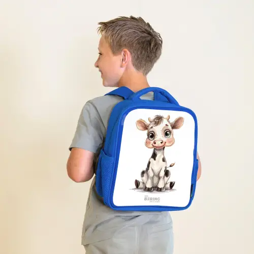 Baby koe Kinderrugzak - Blauw middel -sfeer2