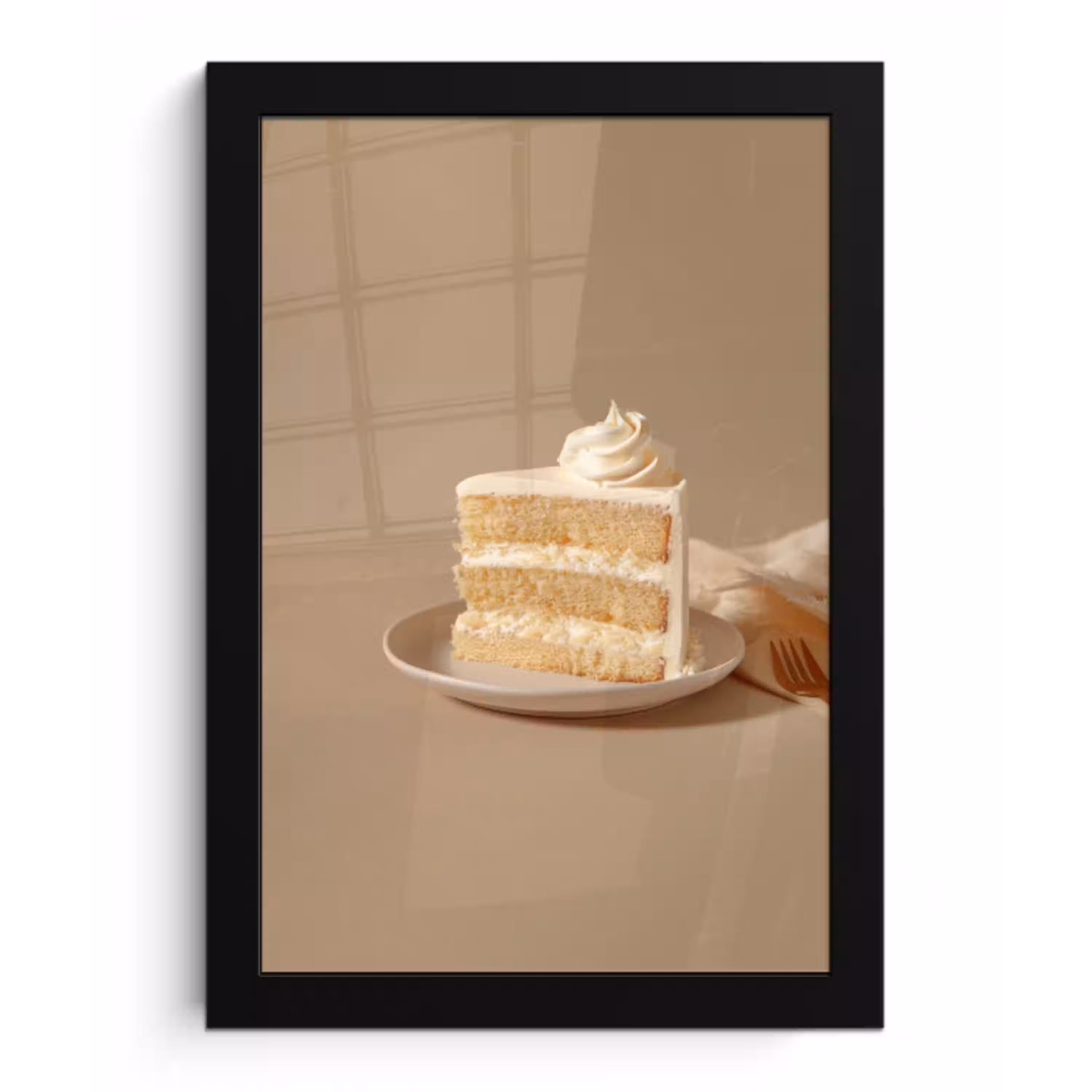 Vanilletaart - Cake - Romig fotolijst zwart zonder passe partout klein -3d