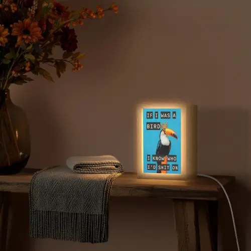 Vogel - Toekan - Blauw - Quotes Light Box met kabel (Wandlamp) klein -sfeer4