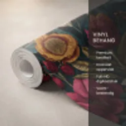 Bloemen - Patroon - Rood - Goud Behang Vinyl klein 1060 -USP_closeupNL