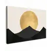 Bergsilhouetten - Gouden cirkel - Beige canvas 2cm klein -z3d