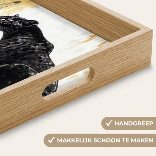 Panter - Zwart - Abstract - Goud Dienblad Rechthoek middel -USP_HandgreepNL