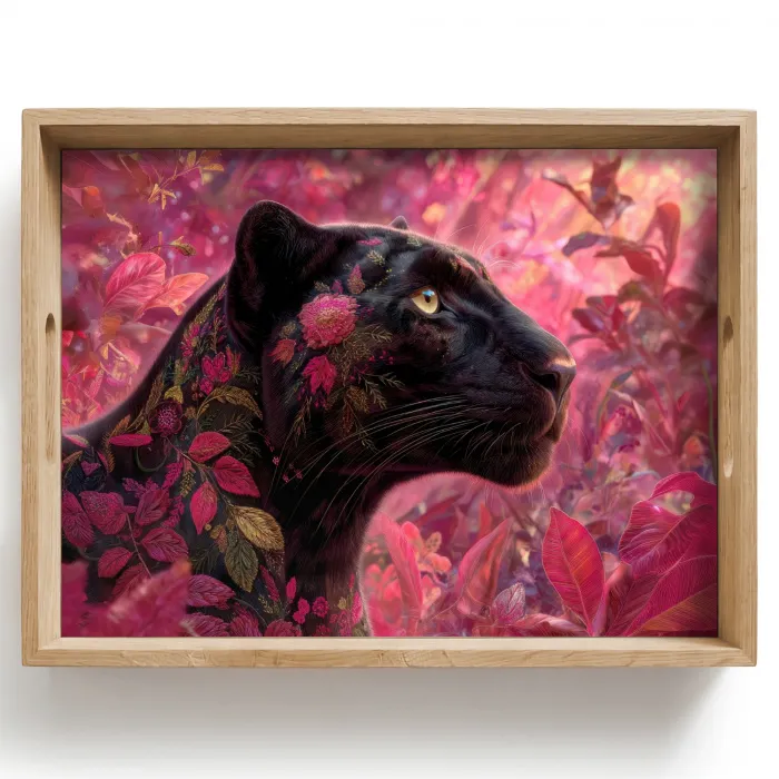 Luipaard - Bloemen - Roze Dienblad Rechthoek middel -z3d_shopping