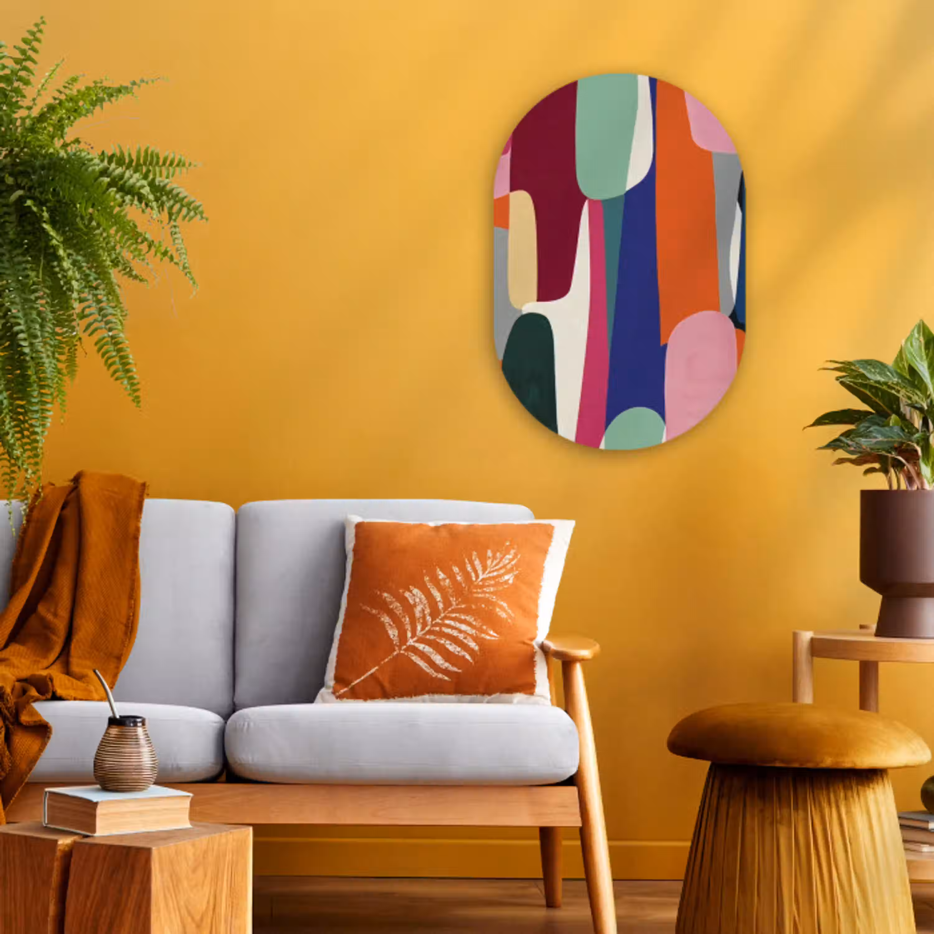 Vormen - Ritmisch - Kleuren - Abstract Wandcirkel Ovaal Forex klein -sfeer4