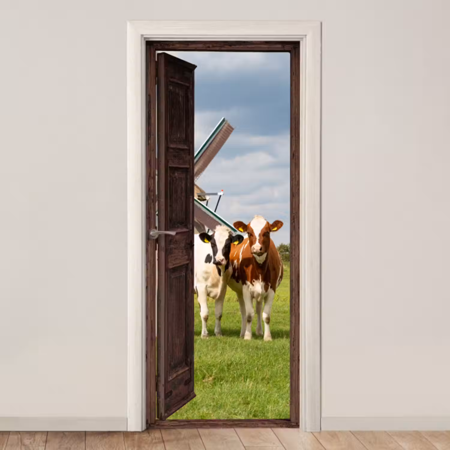 Deursticker - Doorkijk - Koeien - Dieren - Weiland - Natuur