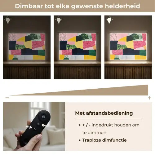 Abstract - Roze - Lappen - Vormen - Geel Light Box met batterij (Wandlamp) middel -USP_dimbaarNL