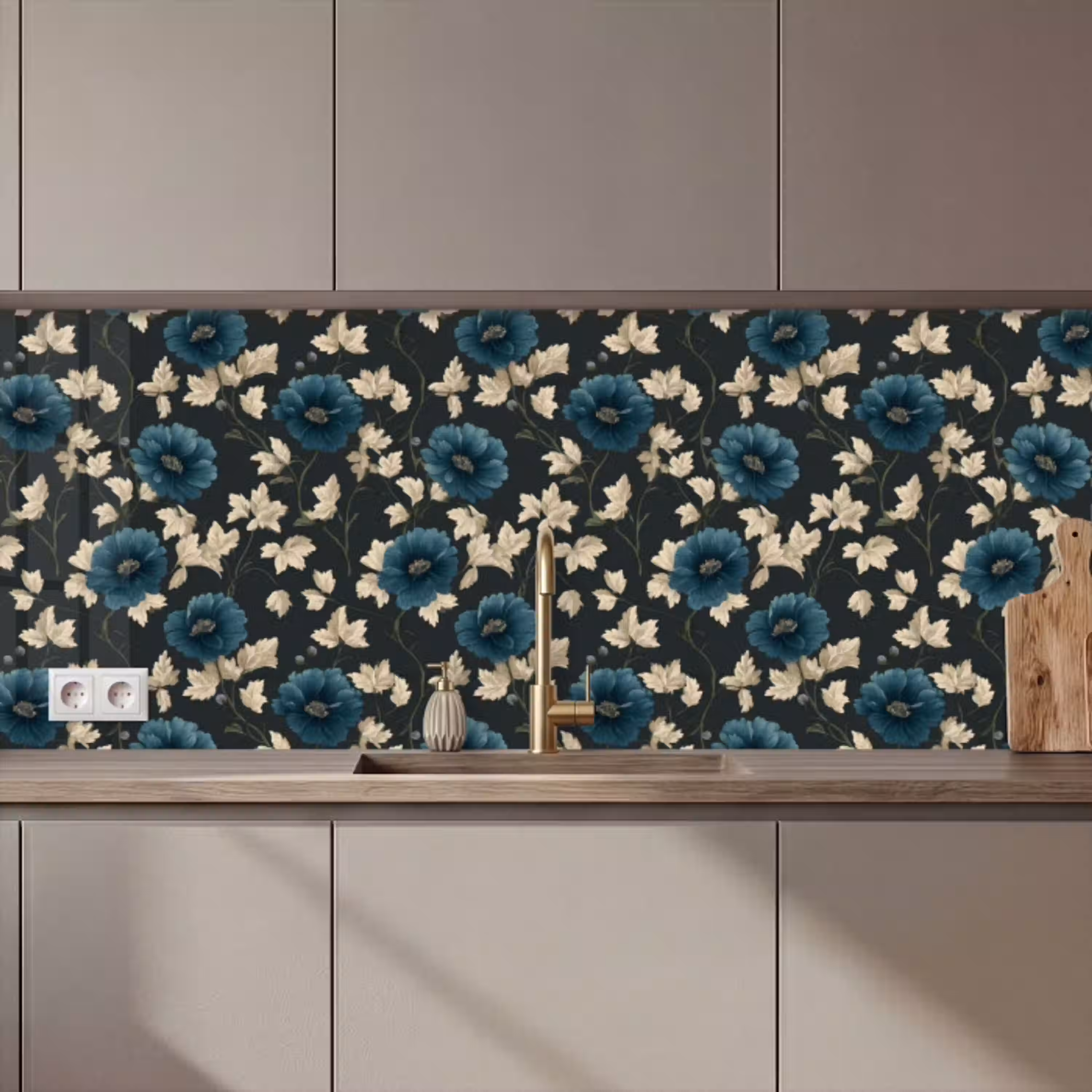 Botanisch - Bloemen - Blauw keuken achterwand 2 middel 871 zz_3dshopping