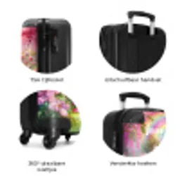 Roze regenboogkatje NBS - Handbagage koffer - Kinderen Unisex middel zzzzzzzbolletjes_NL