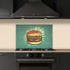 Hamburger - Illustratie - Sla - Kaas keuken achterwand spatscherm klein -sfeer1