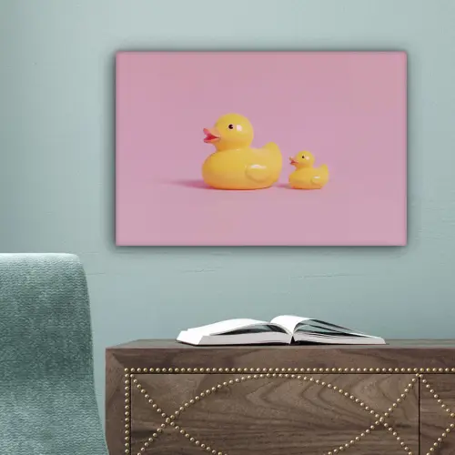 Eendjes - Vrolijk - Roze canvas 2cm klein -sfeer4