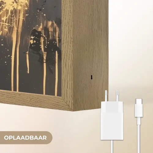 Leeuw - Portret - Verfspatten - Grijs Light Box met batterij (Wandlamp) middel -USP_websiteoplaadbaarNL
