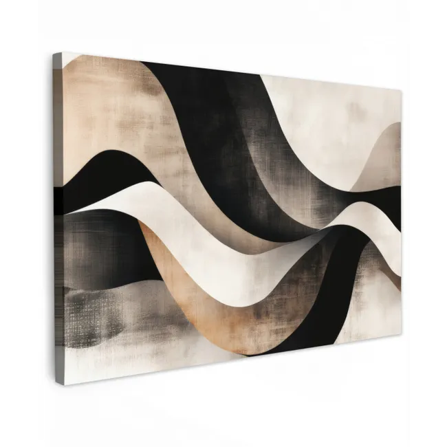 Abstract - Golven - Zwart - Verweerd canvas 2cm klein -z3d